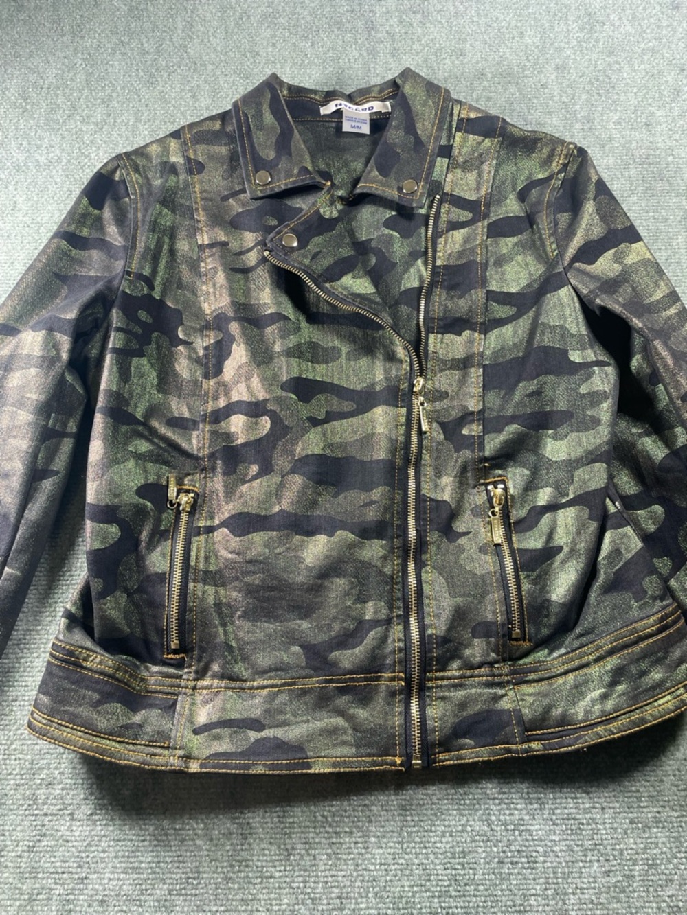 Camo Metallic Moto Jacket in Green by Nygard